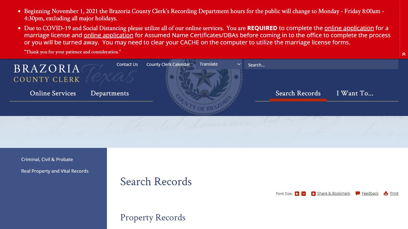 Search Records | Brazoria County Clerk